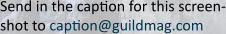 Send in the caption for this screen-shot to caption@guildmag.com